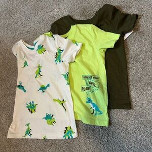 Cat & Jack Dinosaur Graphic Tees - Green, White, Black